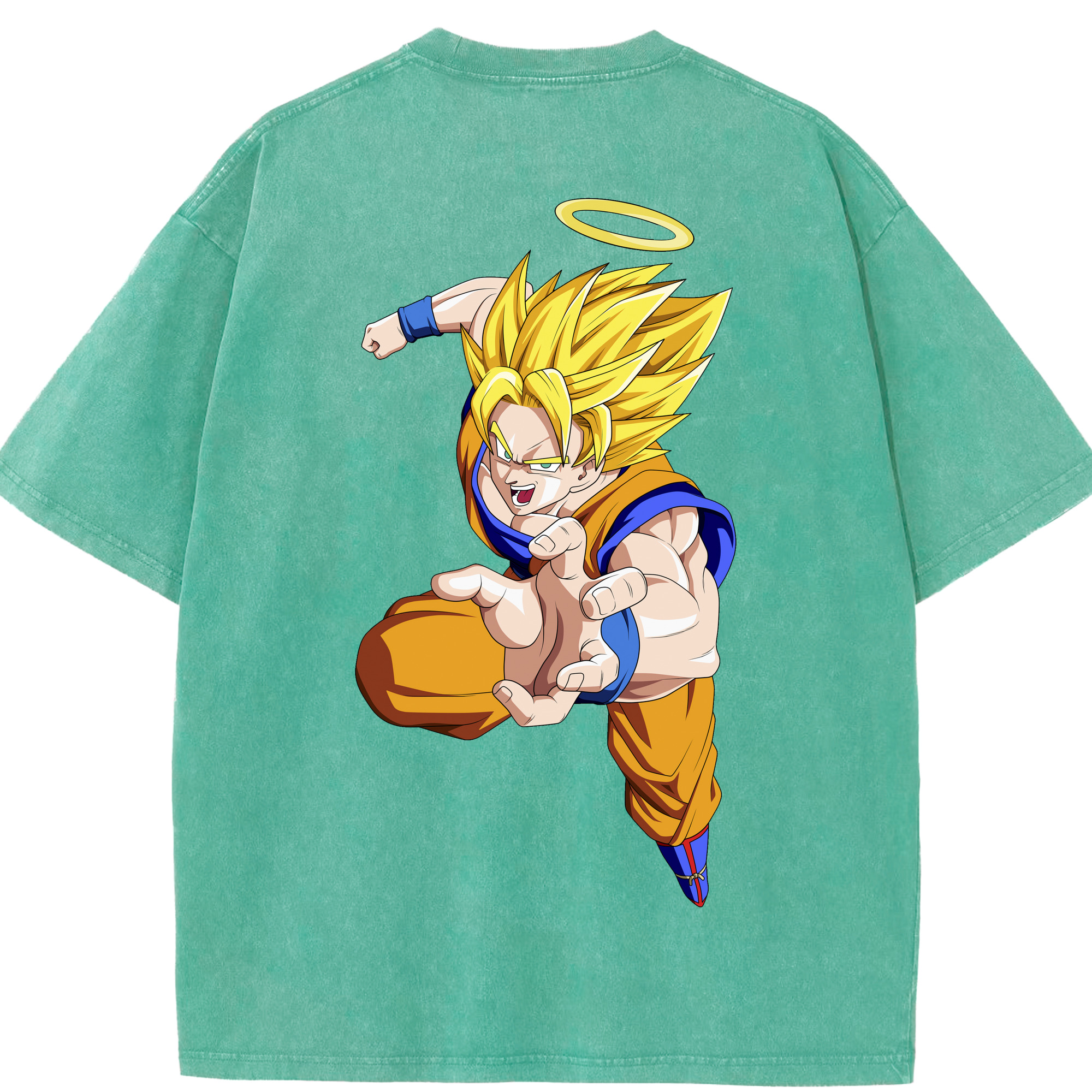 （画像用） ドラゴンボール 孫悟空（そん ごくう）Son Goku カカロット DRAGON BALL Kakarotto 綿100% ヴィンテージ風 半袖Tシャツ（背面プリント）